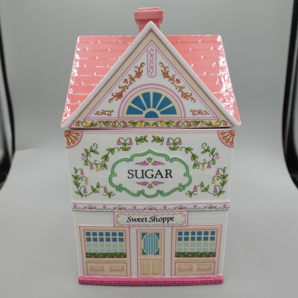 Vintage Lenox Sugar Canister Sweet Shoppe 1990 Multicolor Village Gourmet House